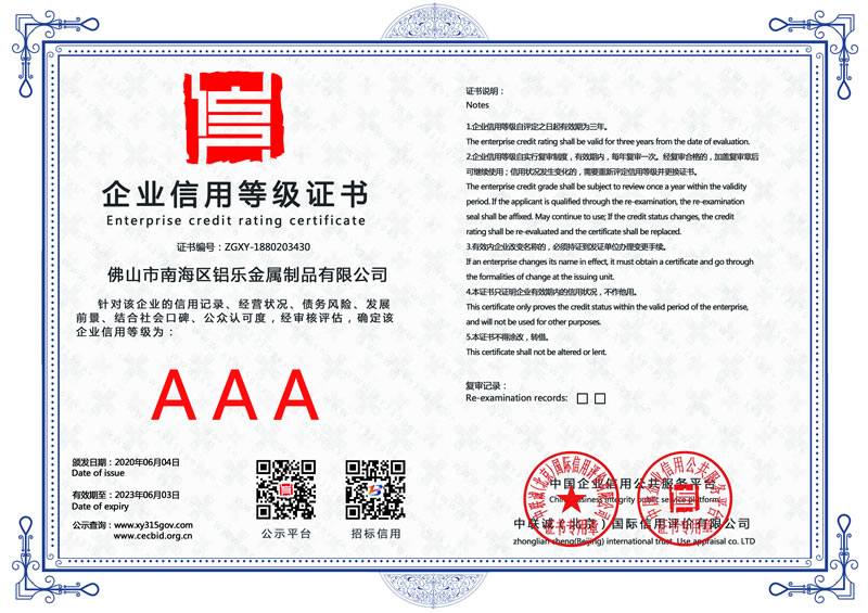 海南企业信用等级证书
